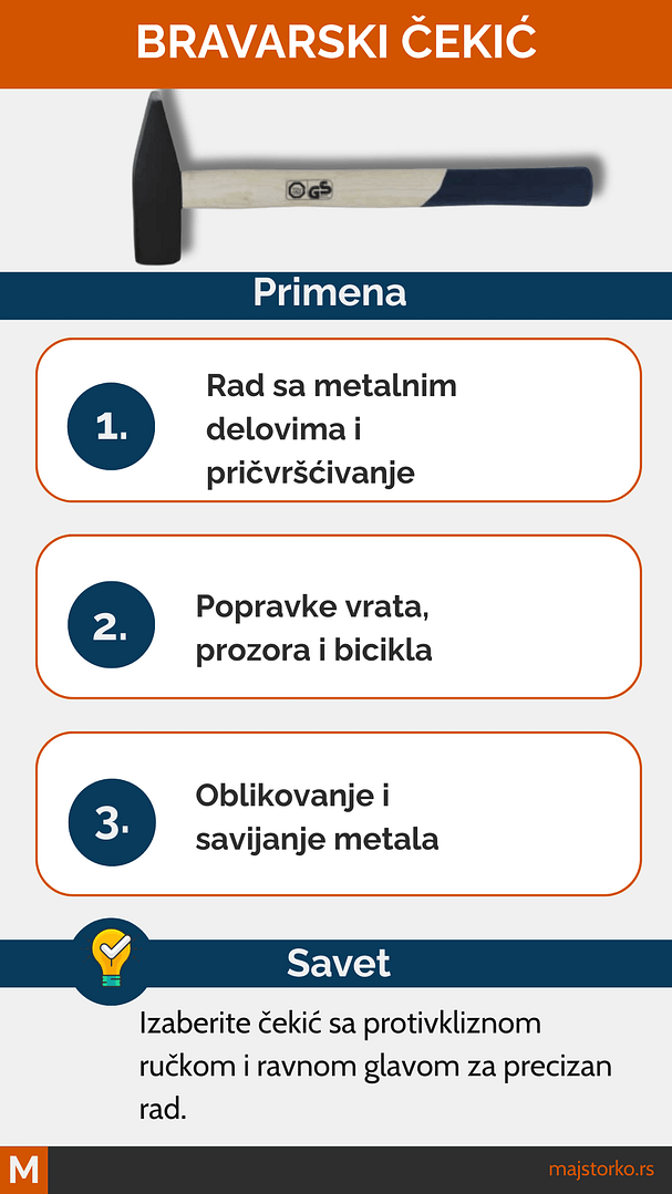 upotreba čekića - bravarski čekić za obradu metala