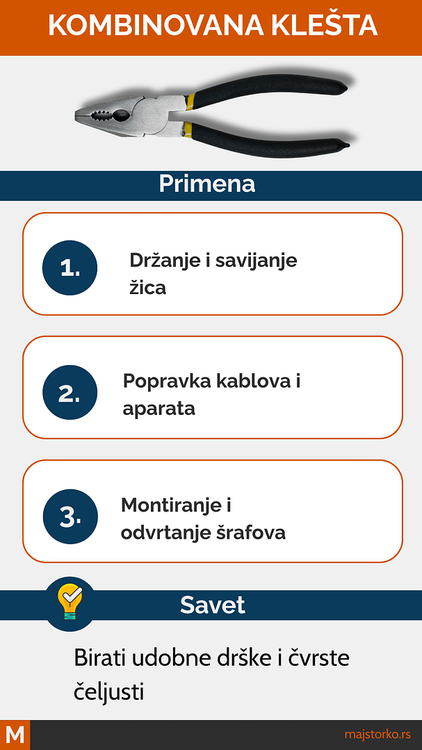 upotreba klešta - kombinovana klešta