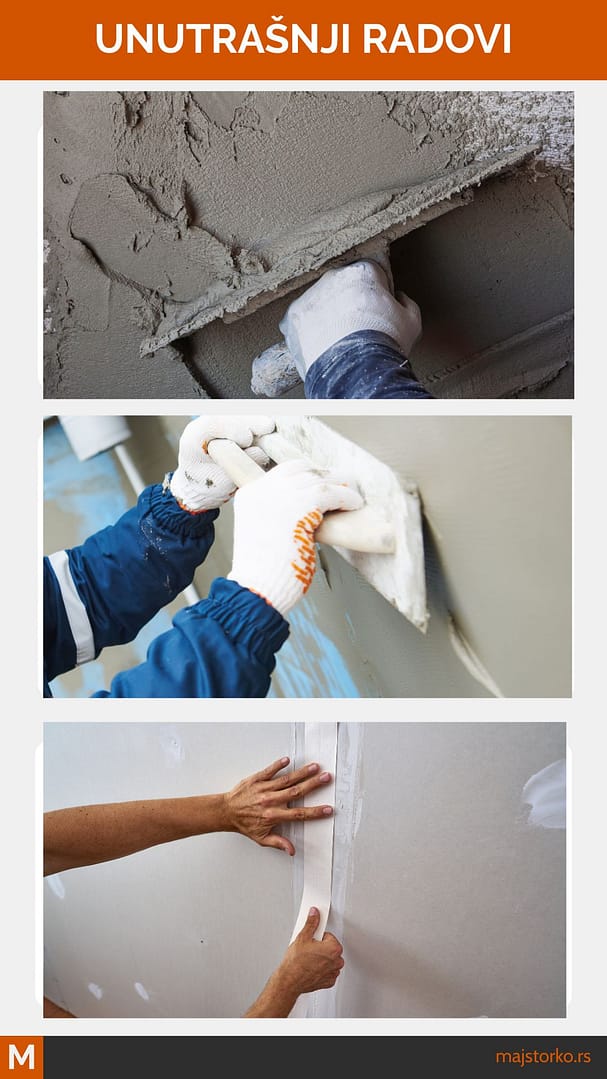 unutrašnji radovi u kući - malterisanje zidova i gipsane ploče